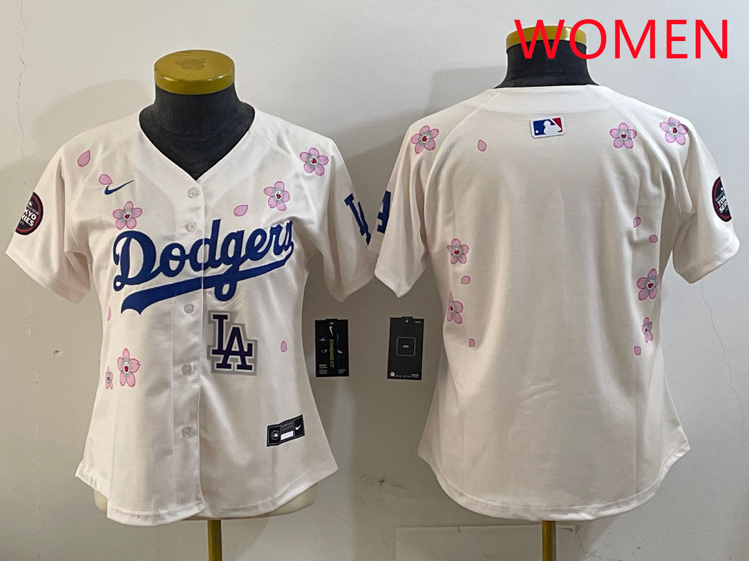 Women Los Angeles Dodgers Blank Cream Sakura Edition 2025 Nike MLB Jersey style 6